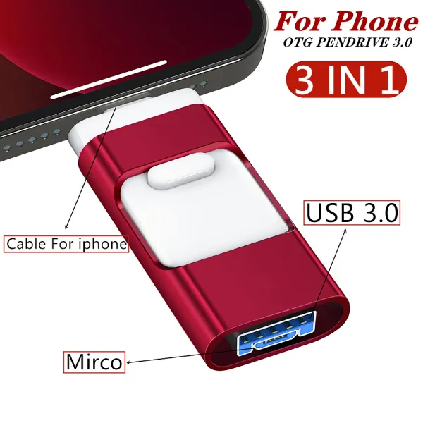 Drives Flash Drive USB 3.0 pour iPhone ou Mirco 1TB 512 Go USB Stick USB Stick 256 Go USB Téléphone USB Drive Flash Drive 128 Go Stick Memory