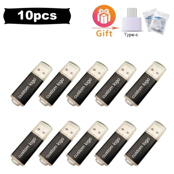 Drives gratuites personnalisées 10pcs / lot USB Drive flash 1 Go 2 Go 4 Go 8 Go OTG Pen Drive 16 Go Stick Pendrive Memory Stick 32 Go USB Stick 64 Go Disque flash