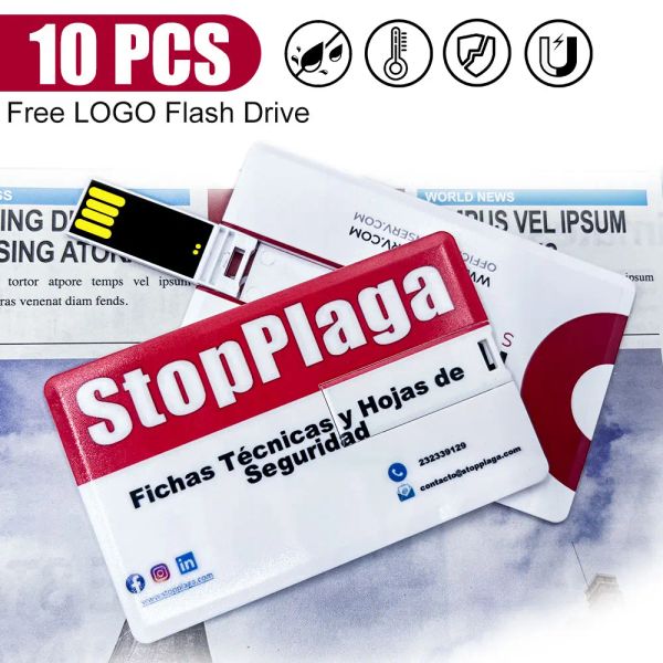 Drives Logo gratuit 10pcs / lot carte de crédit Drive flash USB 2.0 cartes Stick Stick Pendrive 4 Go 8 Go 16 Go 32 Go 64 Go U Cadeau de photographie de disque
