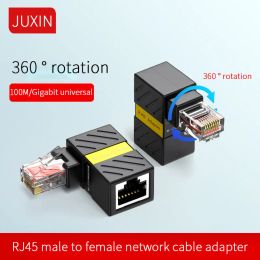 Drijft Gigabit Network -adapter 90 graden Rechthoek elleboog Netwerkkabel Algemeen RJ45 Male vrouwelijke adapter 360 graden rotatie