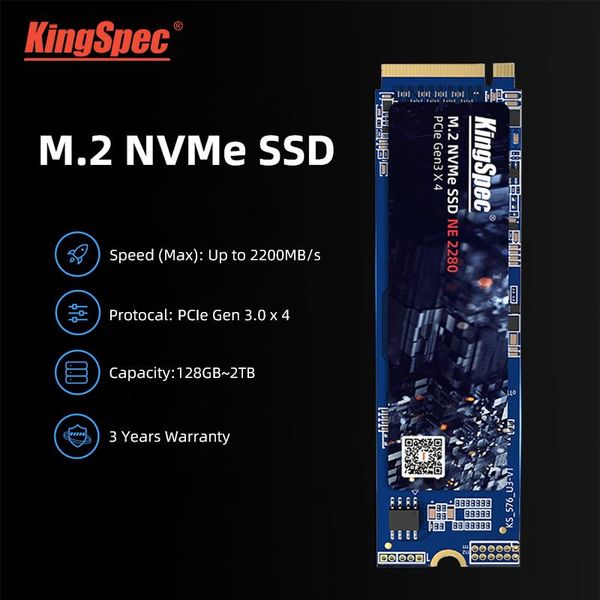 Drives Hot Kingspec M.2 NVME SSD M2 1TB PCIE NVME SSD 128GB 512GB 256 Go 2TB Solid State Drive 2280 Disque dur interne Disque dur pour le bureau