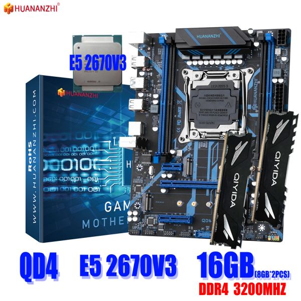 Drive Huananzhi QD4 X99 Ensemble de carte mère avec kit combo XEON LGA20113 E5 2670 V3 16GB 3200MHz (2 * 8GB) DDR4 Mémoire de bureau NVME USB 3.0