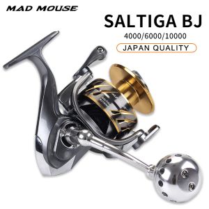 Drijft Japan Quality Madmouse Saltiga BJ 4000 /6000 /10000 Spinning Jigging Reel 11+1BB 35 kg Drag Power Spinning Reel Boat Fishing Reels