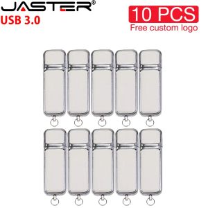 Drives Jaster 10 PCS lot USB 3.0 Drive flash 128 Go Business Gift Pendrive 64 Go Free Custom Logo USB Stick 32 Go High Speed USB Stick 8 Go