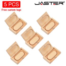 Unidades Jaster 5 PCS/Lote USB Caja de madera Caja de madera Drive 4GB 8GB 16GB Madera USB2.0 LOGO COMERIDAD FRATIS 32GB 64GB Memoria Palk para regalo