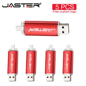 Drijft Jaster 5 PCS Lot USB Flash Drives 128 GB Plastic Memory Stick 64 GB OTG Penaandrijving 32 GB 2 In 1 USB Stick 16GB Creatief Gift U Disk