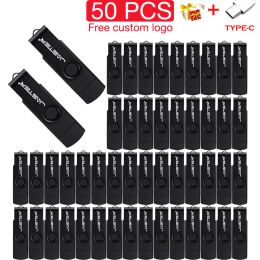 Drijft Jaster 50 PCS Lot USB Flash Drive 128 GB Wit geheugenstick 64 GB Typec 2 In 1 Penaandrijving 32 GB Gratis aangepast Logo USB Stick 16GB 8GB
