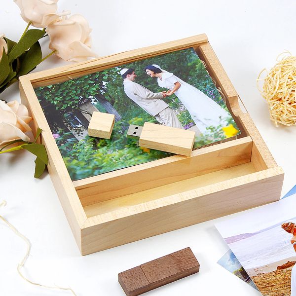 Drives Jaster Creative Photography Wedding Gift Memory Stick 128 Go Album Wood Box USB Flash Drives 64 Go Laser Graving Pen Drive 32G