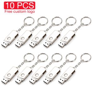 Drives Jaster Metal USB Flash Drive Rotation Poll Drive 4 Go 8 Go 16 Go 32 Go 64 Go Real Capacity Pendrive USB Memory Stick with Key Chain