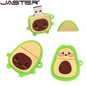 Drijft Jaster Nieuwe USB 2.0 Flash Drive 128 GB Cute Cartoon Avocado U Disk 64G Pendrive 32G 16G Pen drives 8G Geschenken Key Chain Memory Stick