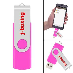 Drives Jboxing Pink 16 Go OTG USB flash Pendrives double port USB Flash Stick Micro Mémoral Stick pour smartphone Samsung Huawei LG Tablet