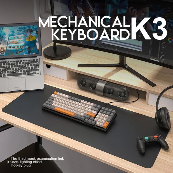 Drive K3 Clavier mécanique de jeu russe / anglais pour les joueurs Hotswap Red / Blue Switch Typec Effet de rétroéclairage des touches câblées