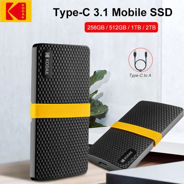 Drive Kodak Portable SSD Drive externe externe x200 PSSD 1TB PCIE NVME GEN2 HIGH SPEED 2000 Mo / s USB3.1 Typec pour ordinateur portable Smart Phone PS4