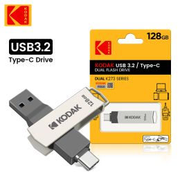 DRIVES KODAK USB 3.2 Type C OTG Dual Flash Drive K273 128GB USB3.2 Mini Pendrive Metal Udisk voor smartphone PC Desktop Laptop MacBook