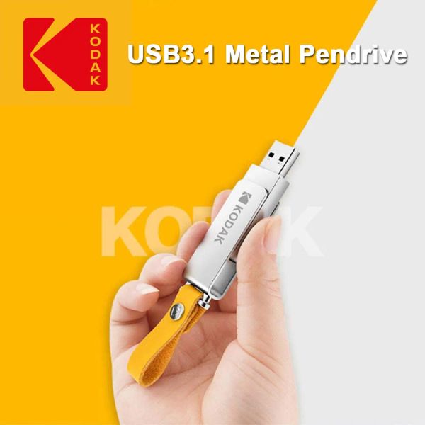 Drives Kodak USB Flash Drive 512 Go 256 Go 128 Go Pendrive 147 Mo / s USB3.1 K133 Mini Mémoire métallique Stick Unidad Flash pour ordinateur