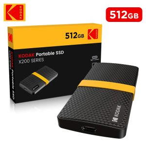 Unidades Kodak X200 SSD SSD Hard Drive HD EXTROLO USB 3.1 Gen 2 Portable SSD 256B 512GB 1 TB Drito duro para computadoras portátiles con cable USBC