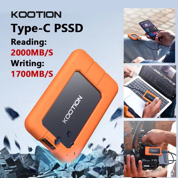 Unidades Kootion X1Max 2TB SSD SSD Hard Drive HD EXTROLO USB 3.2 Gen 2 Portable SSD 512GB 1TB Mini PSSD para computadoras portátiles Desktop PS4 PS5