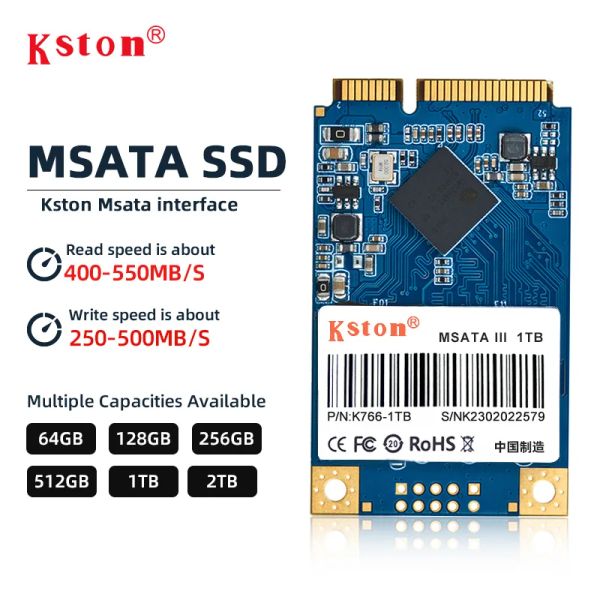 Drives KSTON MSATA SSD 3050 64 Go 128 Go 256 Go 512 Go 1TB 2TB HDD pour l'ordinateur 3x5cm Drive du solide à l'état solide interne pour HP Desktop ordinateur