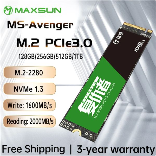 Drives Maxsun M.22280 SSD 128G 256G 512G 1TB 3D NAND FLASH DRIVES SOSH INDICES GEN3 X 4 M.2 NVME 1.3 Ordinateur de bureau ordinateur pour ordinateur portable Storage interne