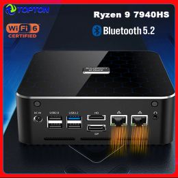 Drive MoreFine AMD Gaming PC M600 Ryzen 9 7940HS MINI PC Gamer Desktop Computer 2XDDR5 2XPCIE4.0 2x2.5g LAN Windows 11 HTPC WiFi6 BT5.