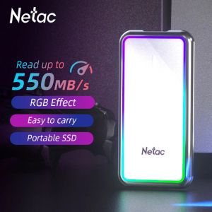 Drijft NETAC PSSD Portable Externe RGB SSD 1 TB 500 GB 250 GB 128 GB Externe harde schijf SSD Solid State Disk Typec USB3.2 voor laptop PC