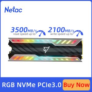 Drives Netac SSD RGB 2TB 1TB 500 Go M.2 NVME DRIDE DRIDE 3500 M / S M2 2280 PCIE3.0 Disque à l'état solide interne avec dissipateur de chaleur pour le bureau