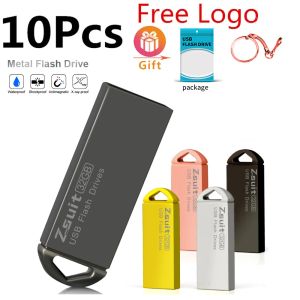 Drives Nouveaux 10 pcs / lot Logo gratuit Logo USB Flash Pen Drives 4 Go 8 Go 16 Go Pendrive étanche 64 Go Stick Mémoire Métal Udisk CEL USB SHIPP gratuit