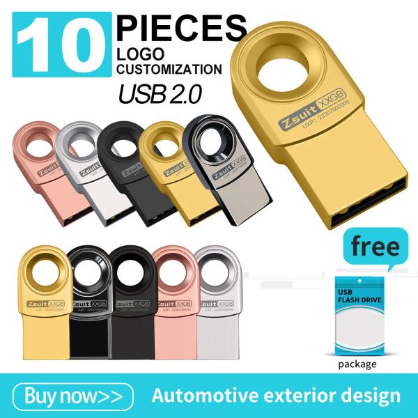 Drive Newes 10pcs Mini USB Sticks 4 Go Creative Memory Disk 16G HighSpeed USB Flash Drive 64g Free Logo Gift U Stick imperméable U Disque