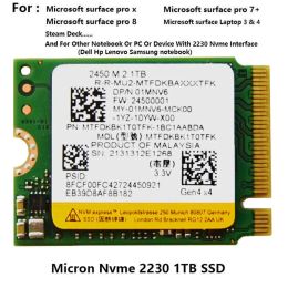 Drijft origineel 2450 2230 1TB 512 GB 256 GB 2230 NVME PCIe Gen4 x 4 SSD tot 3320 MB/s voor Micron Microsoft Surface Pro X Pro 8 en Pro 7