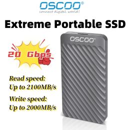 Unidades OSCOO Portable SSD externo SSD 2100MB/S MINI MINI EXTERNO EXTERNO EXTERNO Tasa de 20 Gbps 1 TB Tipo C SSD para computadoras portátiles