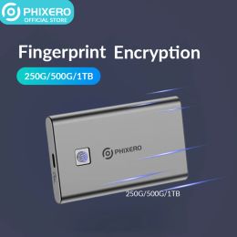 Drive Phixero Empreinte SSD externe Encryption 256 Go 512 Go 1 To Portable SSD USB 3.1 Type C