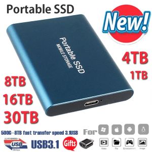 Drive portable NVME M2 SSD Drives externes USB3.1 TYPCC 30TB 16TB 8TB 6TB 4TB 2TB 1TB 500 Go Disque dur pour les ordinateurs portables électroniques