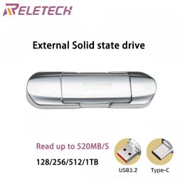 DRIVES RELTEECH SSD Externe harde schijf Lees tot 520 MB/S Externe SSD Portable SSD USB3.1 USB C Compatibele telefoon PS4 PS5 Mac Windows