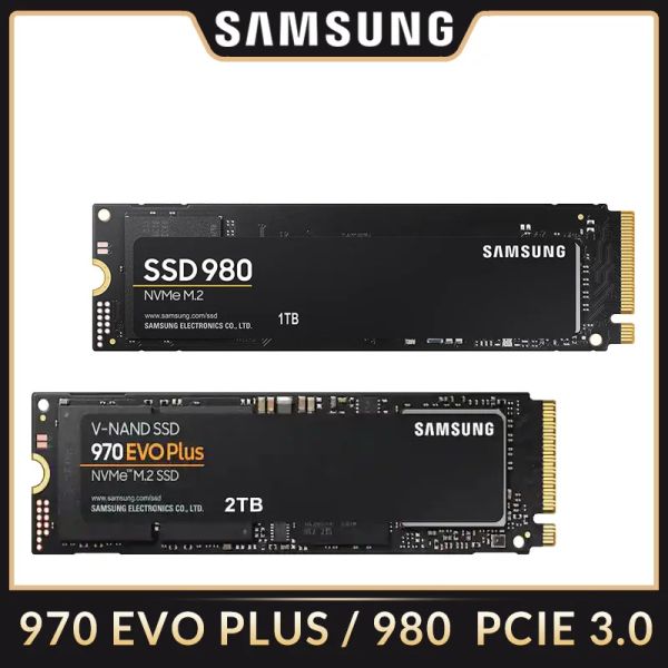 Drives Samsung SSD 970 EVO plus 980 250G 500G 1TB 2TB NVME PCIE 3.0 M.2 2280 Drives à l'état solide pour ordinateur portable Mini PC ordinateur portable