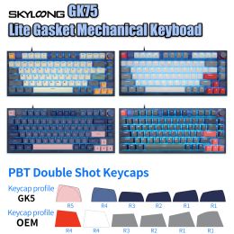 Drijft Skyloong mechanisch toetsenbord 75% GK75 Gateron optische schakelaars Hot Swappable PBT KeyCap Lite Pakking Wired programmeerbare overwinning