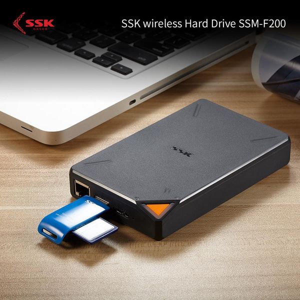 Drive SSK Personal Wireless External Drive Hard Hard Hisk Smart Drive 1TB 2 To Cloud Storage 2.4 GHz Case de disque dur à distance