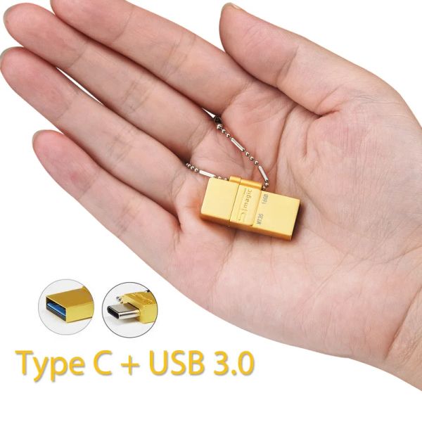 Drive Stmagic OTG USB Flash Drive 32 Go 64 Go 128 Go Metal USB3.0 Type C Pendrive avec Lonyard Mini Memory Memory Stick U Disk pour smartphone