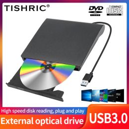 Drijft Tishric Externe CD DVD -lezer USB2.0/3.0/Typec Externe schijfstation CDROM DVDROM Optisch alleen gelezen voor laptop -desktop -pc