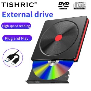 Drives Tishric Portable USB 3.0 DVD DVD RW CD Écrivain Drive lecteur Drives optiques pour le PC de bureau MacBook pour ordinateur portable