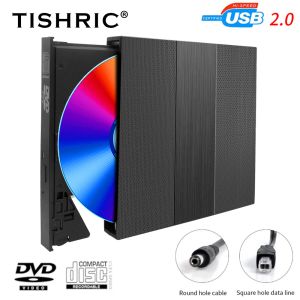 Drijft Tishric USB Slim Externe CD DVD Player Optical Drive Reader Hoge snelheid externe optische station voor pc -laptop desktop