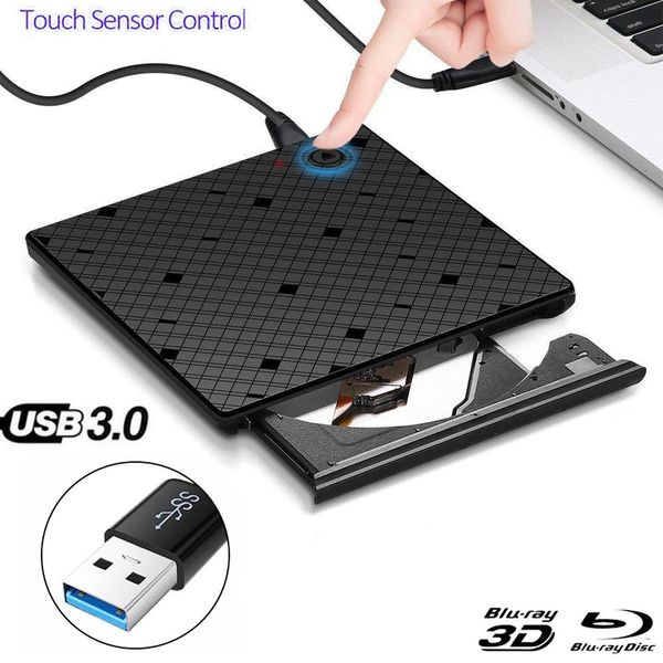 Drive Touch Control USB3.0 Bluray External Optical Drive 3D Player BDRE Burner Recorder DVD + / RW DVDRAM pour Apple ordinateur portable PC