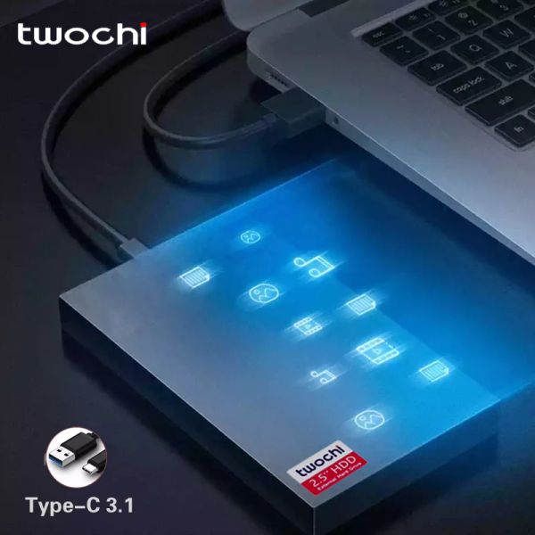 Unidades de disco de disco de disco duro de disco duro súper externo TwoChi '' 2TB Typec3.1 HDD PC, Mac, tableta, Xbox, PS4, PS5, TV HD Disco externo USB Flash Unidad