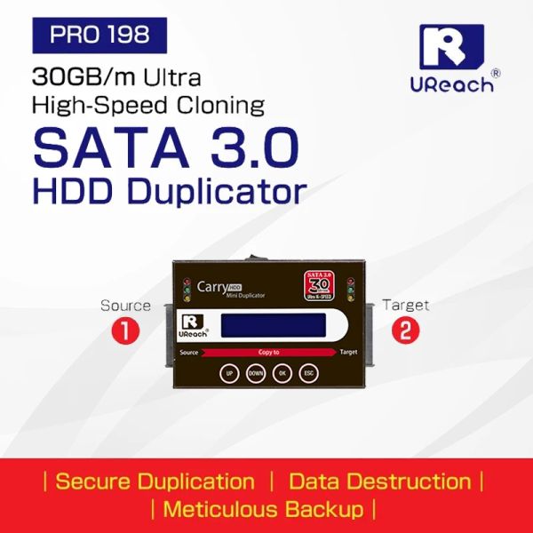 Drive Ureach Pro198 HDD SSD Copier Data Data Eraser SATA / IDE / MSATA DUPLICATEUR HDD ACCORD