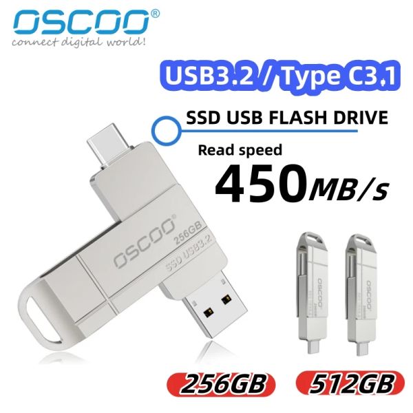 Drive USB 3.2 Drives flash Typec 256 Go 512 Go avec 3D TLC NAND FLASH PENDRIVE MEMORY Stick High Speed ​​USB Flash pour PC ordinateur portable
