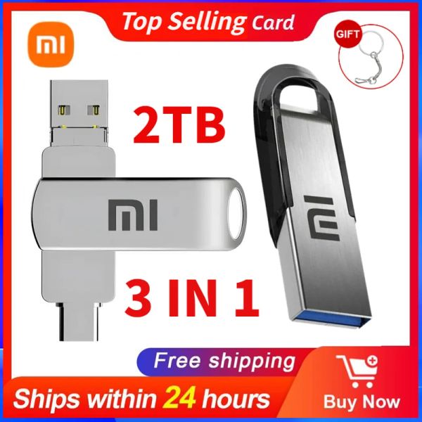 Drives Xiaomi 2TB USB Drive Flash 128 Go OTG USB 3.0 Pen pour téléphone Android 1TB Pendrive 3 in 1 Memoria Memoria USB pour PC Pho