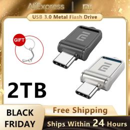 DRIVES XIAOMI 2TB USB Metal Flash Drive Memory 1TB 512 GB 256 GB 128 GB Waterdichte USB Stick High Speed ​​Flash Memory Card OTG Penaandrijving