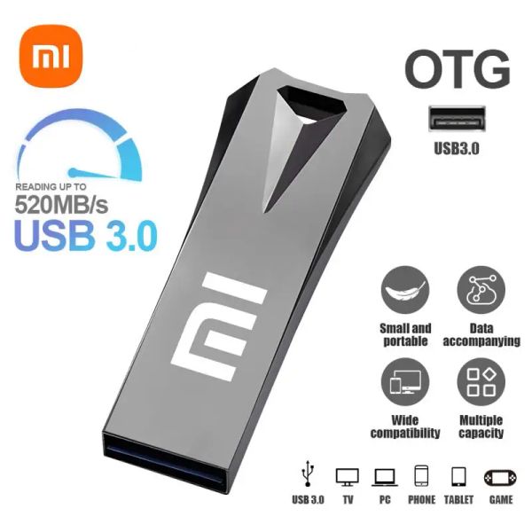 Drives Xiaomi Pen Drive USB 3.0 Flash Disk Key USB 2TB 1TB Mémoire USB Carte mémoire Flash Gifts créatifs pour ordinateur portable / télévision / voiture Livraison gratuite