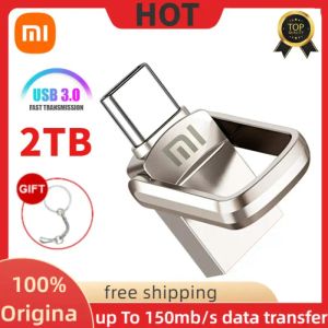 DRIVES Xiaomi Super Mini Pen Drive 2TB Metal Free Key Ring USB Flash Drive 1TB Memory Stick By Card 512GB 256 GB 128 GB Pendrive U Disk