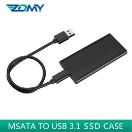 Drive Zomy MSATA vers USB 3.1 TYPEC SSD CASE Aluminium 10 Gbps SSD Disque dur portable Boîte 3 * 3/3 * 5 enclos de disque à semi-conducteurs MSATA