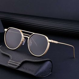 Rijden vintage ronde frame zonnebrillen heren metaal twin bundel zonnebril h513-11